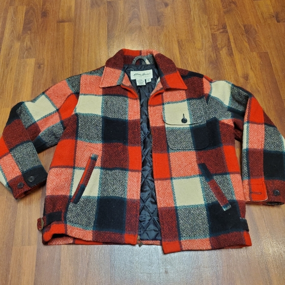 SOLD! Vintage Eddie Bauer Wool Plaid Coat - Picture 1 of 6